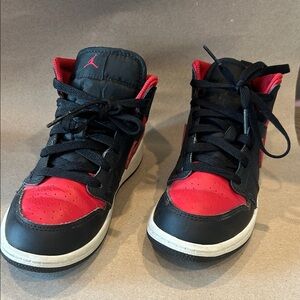 Jordan Kids Black and Red High-Top Sneakers